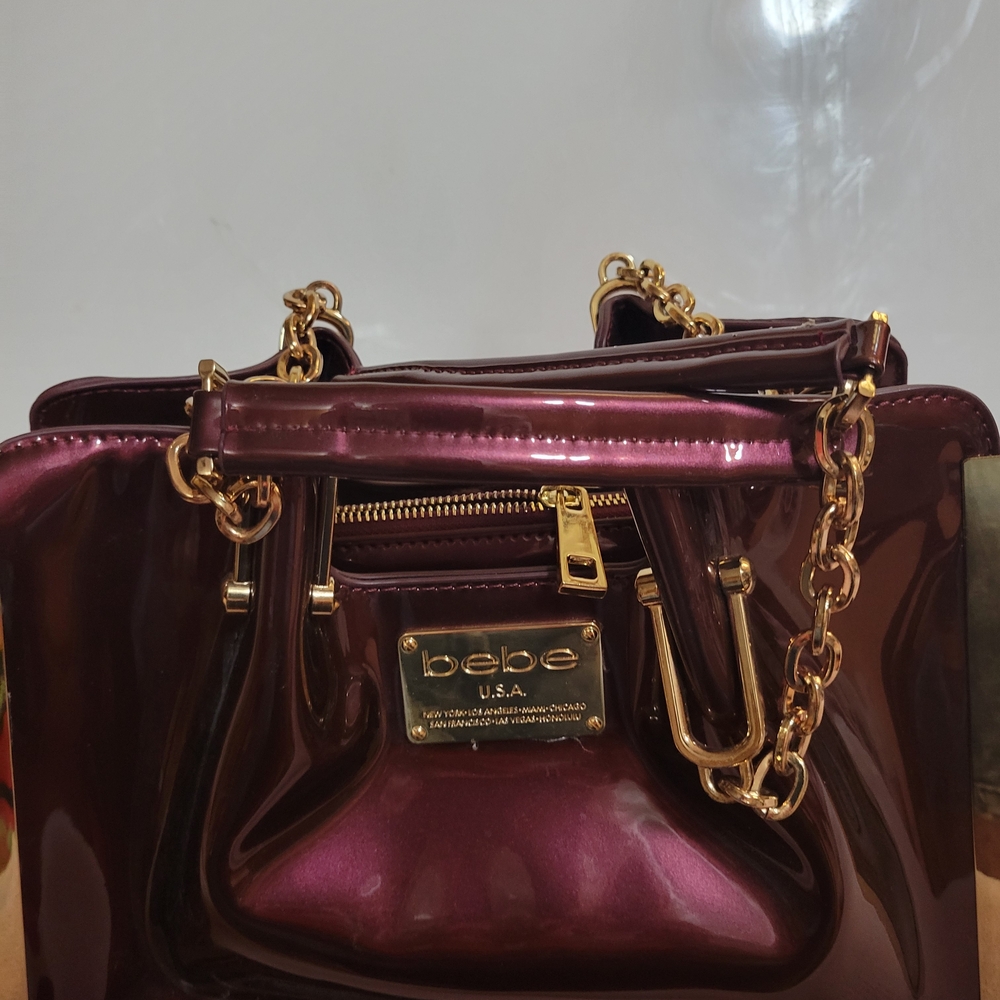 Bebe Metallic Burgandy Women's Bag NEW